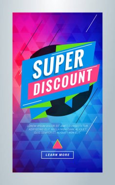 Süper indirim. Sosyal medya hikayeleri için düzenlenebilir şablonlar. Özel teklif etiketli hikaye şablonu. Vektör renkli illüstrasyon
