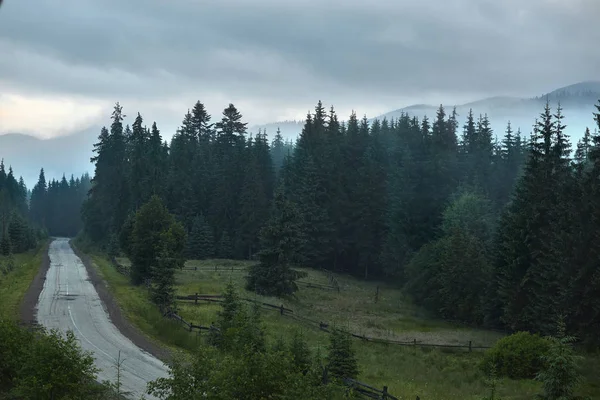 Pohledy Mlhavé Les Hory Krajina Horách Letní Krajina Horách Brzy — Stock fotografie