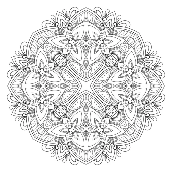 Dekorativní Mandala Květinovými Vinobraní Prvky Bílém Izolovaném Pozadí Velká Velikost — Stockový vektor