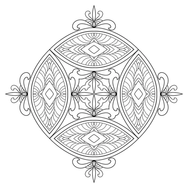 Mandala Medieval Simple Con Una Pequeña Decoración Sobre Fondo Blanco — Archivo Imágenes Vectoriales