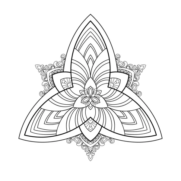 Mandala Abstrait Décoratif Avec Rayures Éléments Floraux Sur Fond Blanc — Image vectorielle