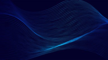 Gelecekçi soyut vektör mavi arkaplan. Ağ, afiş, poster ve broşür için uygun. Pürüzsüz hatlar ve sakin parıltı.