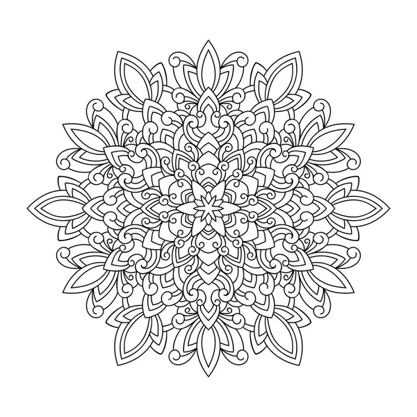 Mandala Astratto Con Elementi Floreali Vintage Sfondo Bianco Isolato Colorare — Vettoriale Stock