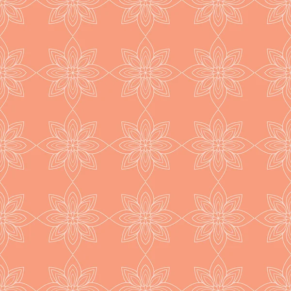 Flores Sencillas Color Rosa Claro Sobre Fondo Naranja Tranquilo Patrón — Vector de stock