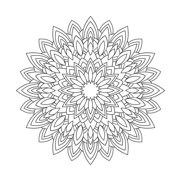 Mandala Abstrait Simple Avec Motif Floral Sur Fond Blanc Isolé — Image vectorielle