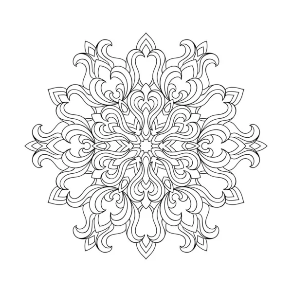 Magnifique Mandala Vintage Décor Floral Ondulé Sur Fond Blanc Isolé — Image vectorielle