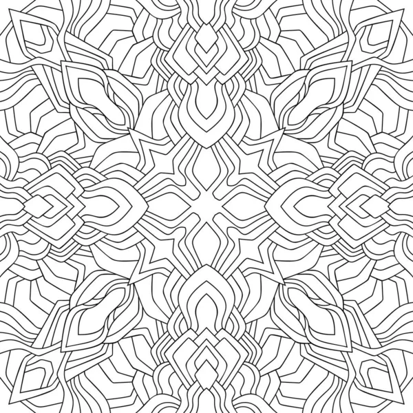 Abstraktes Doodle Mandala Mit Floralem Dekor Auf Weißem Hintergrund Nahtloses — Stockvektor
