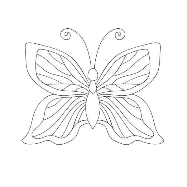 Papillon Décoratif Avec Motif Simple Sur Fond Blanc Isolé Illustration — Image vectorielle