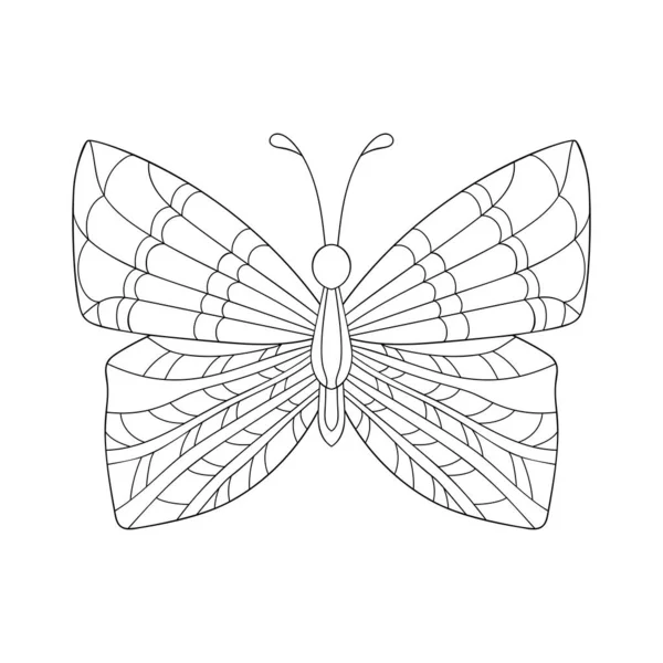 Papillon Décoratif Avec Motif Rayé Ondulé Simple Sur Fond Blanc — Image vectorielle