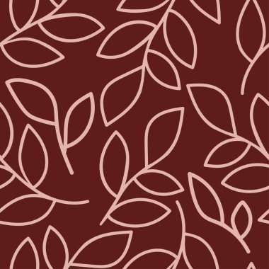 Koyu kırmızı arka planda açık pembe dallar. Basit bir çiçek deseni var. Tekstil ve ambalaj için elverişli.