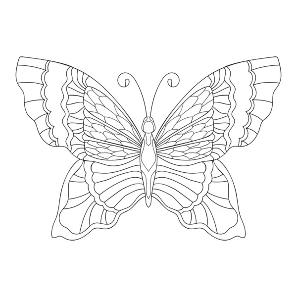 Beau Papillon Avec Motif Naturel Sur Fond Blanc Isolé Illustration — Image vectorielle