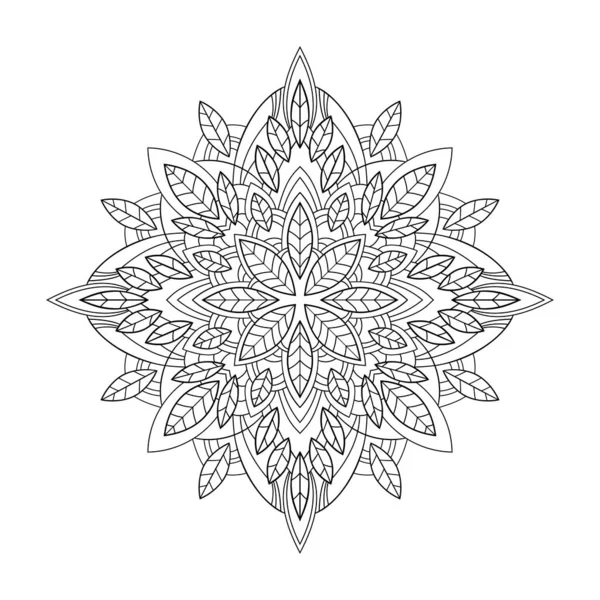 Mandala Floral Abstracto Con Hoja Patrón Medio Sobre Fondo Blanco — Archivo Imágenes Vectoriales