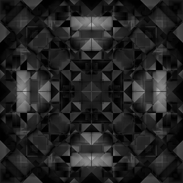 简约的抽象3D背景黑白覆膜瓷砖 背景瓷砖 马赛克 万花筒 心理测试 明信片和装饰品 — 图库照片