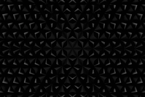 Triangle Background abstract minimalistic black / white texture with many rows of volumetric figures of hexagons lying in the light. Animation. Mobile briquette black wall 3d