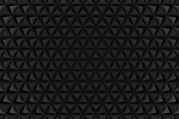 Triangle Background abstract minimalistic black / white texture with many rows of volumetric figures of hexagons lying in the light. Animation. Mobile briquette black wall 3d