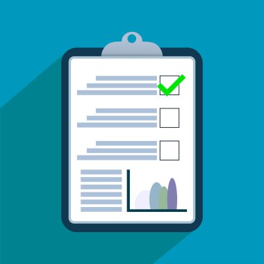 Düz biçim çizimi renk arkaplanında izole edildi. Belge simgesi. Onaylanmış veya onaylanmış ofis belgesi.