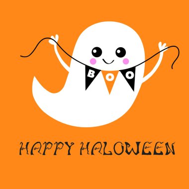 Turuncu arkaplanda beyaz bir hayalet var.