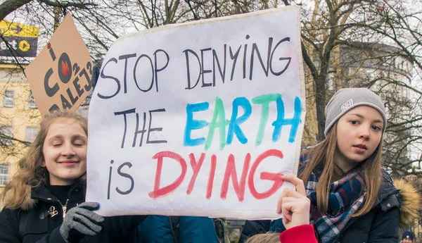 Szczecin Polen Mars 2019 Studenter Från Polen Protesterar Klimat Passivitet — Stockfoto