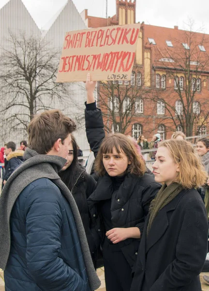 Szczecin Polen Mars 2019 Studenter Från Polen Protesterar Klimat Passivitet — Stockfoto