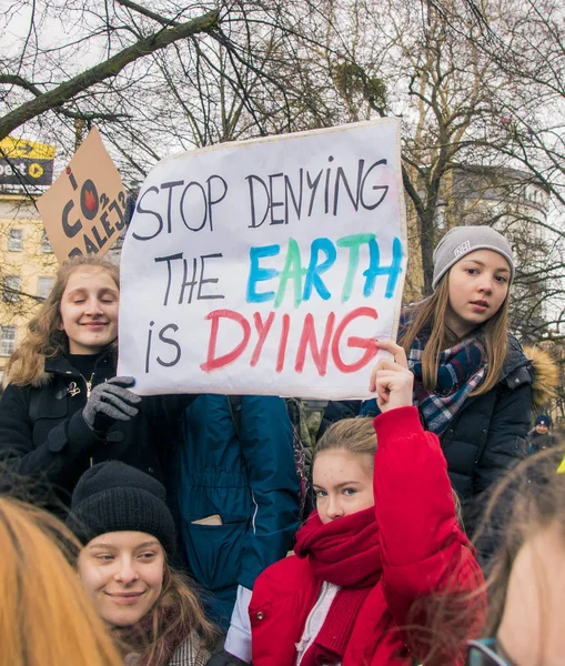 シュチェチン ポーランド 2019 ポーランドから抗議怠慢気候気候のストライキ中に — ストック写真