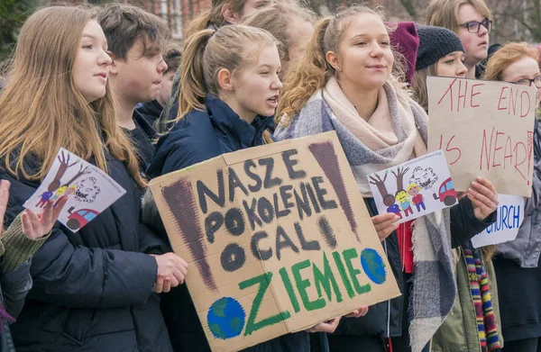 Szczecin Polonya Mart 2019 Klim Hareketsizlik Klim Için Grev Sırasında — Stok fotoğraf