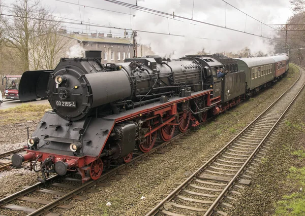 Szczecin Poland March 2019 Old Steam Train Historic Berlin Szczecin — Stock Photo, Image