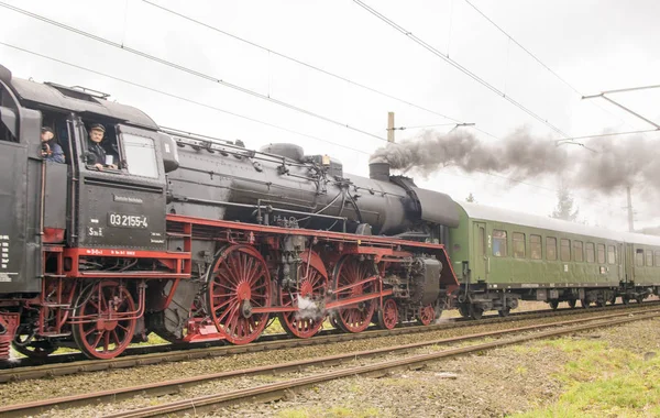 Szczecin Polska Marca 2019 Stary Pociąg Parowy Historycznym Szlaku Berlin — Zdjęcie stockowe