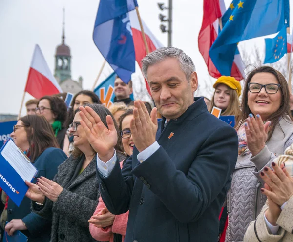 Szczecin Polonya Mart 2019 Robert Biedron Açık Eşcinsel Politikacı Kurucusu — Stok fotoğraf