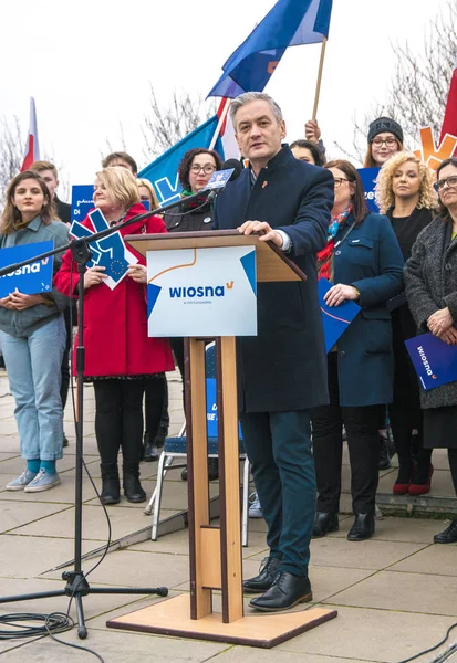 Szczecin Polonia Marzo 2019 Robert Biedron Político Abiertamente Gay Fundador —  Fotos de Stock