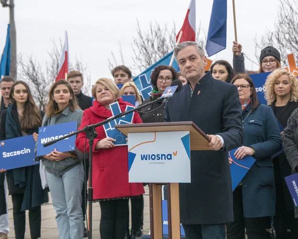 Szczecin Poland March 2019 Robert Biedron Openly Gay Politician Founder — Stock Photo, Image