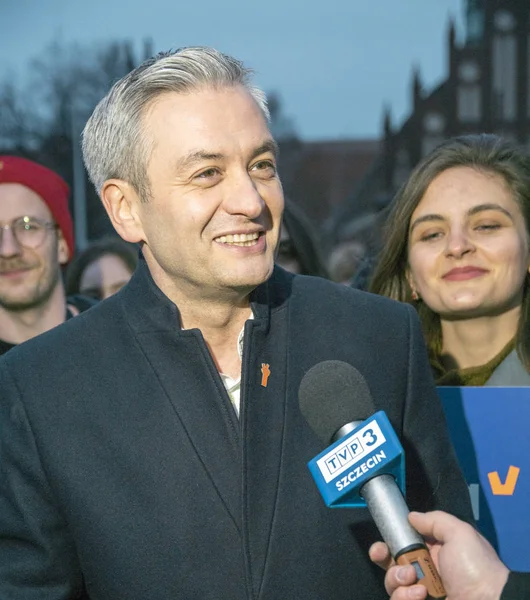 Szczecin Polônia Março 2019 Robert Biedron Político Abertamente Gay Fundador — Fotografia de Stock