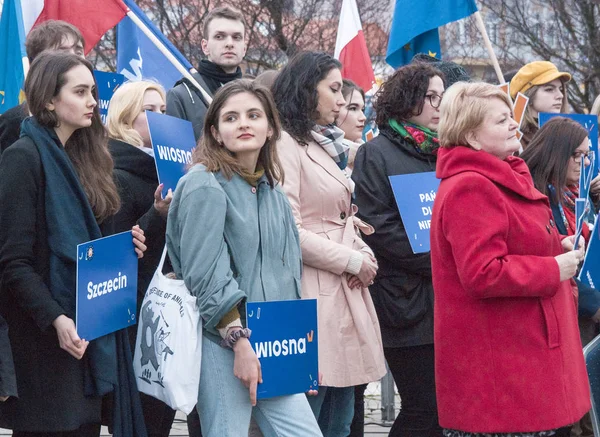 Szczecin Polonya Mart 2019 Wiosna Seçmen Yeni Lehçe Siyasi Parti — Stok fotoğraf