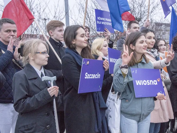 Szczecin Polonya Mart 2019 Wiosna Seçmen Yeni Lehçe Siyasi Parti — Stok fotoğraf