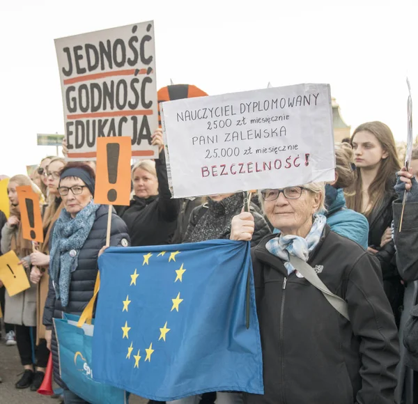 Szczecin Polonia Aprile 2019 Sciopero Degli Insegnanti Sulla Retribuzione Polonia — Foto Stock