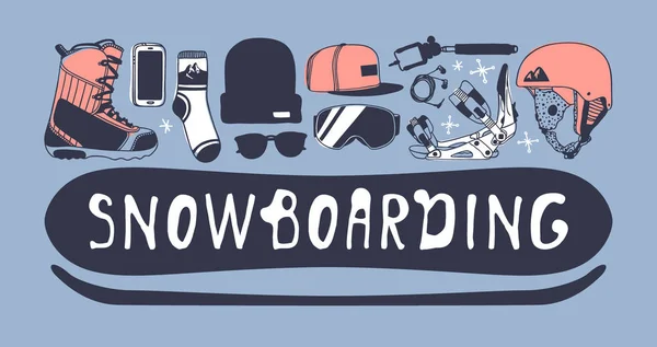 Handgezeichnete Mode Illustration Snowboard Dinge Kreative Tintenkunstwerke Eigentlich Gemütliche Vektorzeichnung — Stockvektor