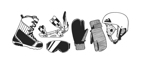 Illustration Mode Dessinée Main Snowboard Things Œuvre Art Encre Créative — Image vectorielle