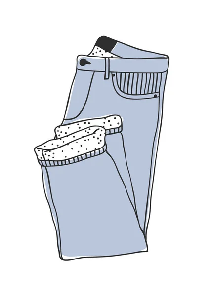 Ручная Джинсовая Одежда Модная Векторная Иллюстрация Denim Outfit Оригинальный Рисунок — стоковый вектор