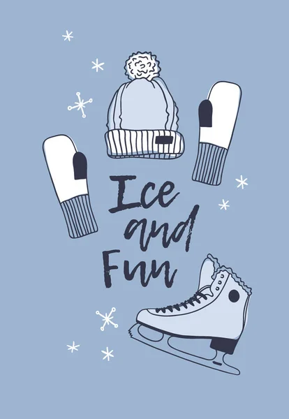 Patines Ilustración Moda Actuales Patinaje Sobre Hielo Dibujado Mano Cosas — Archivo Imágenes Vectoriales