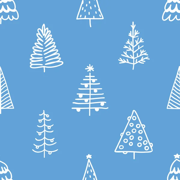 Χωρίς Ραφή Πρότυπο Χέρι Συντάσσονται Χριστουγεννιάτικο Δέντρο Αφηρημένη Doodle Σχέδιο — Διανυσματικό Αρχείο