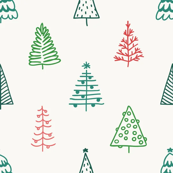 Χωρίς Ραφή Πρότυπο Χέρι Συντάσσονται Χριστουγεννιάτικο Δέντρο Αφηρημένη Doodle Σχέδιο — Διανυσματικό Αρχείο