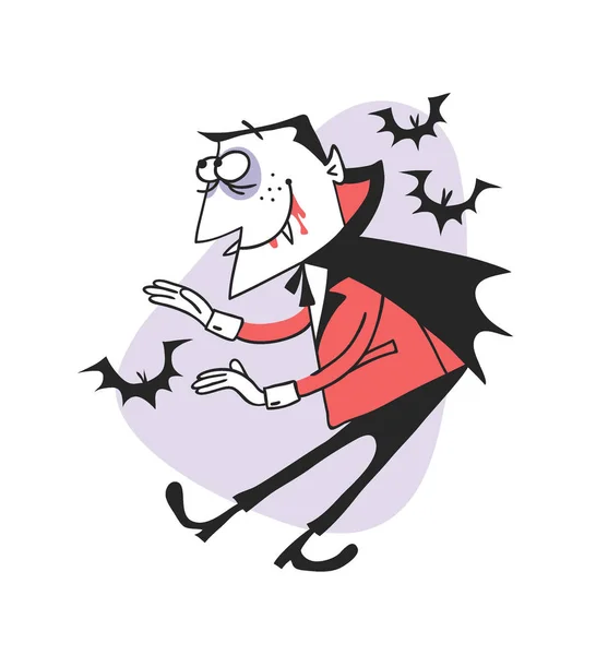 Hand Getekend Retro Afbeelding Halloween Karakter Creatieve Cartoon Kunstwerk Werkelijke — Stockvector