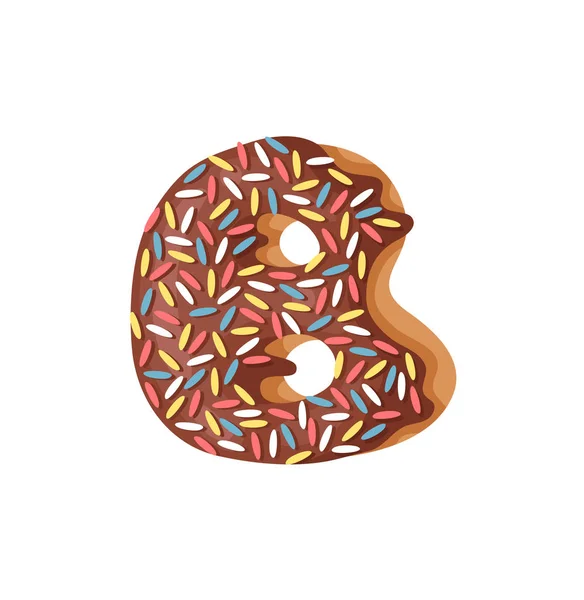Kreslené Vektorové Ilustrace Donut Písmena Rukou Kreslené Písmo Sladká Buchta — Stockový vektor