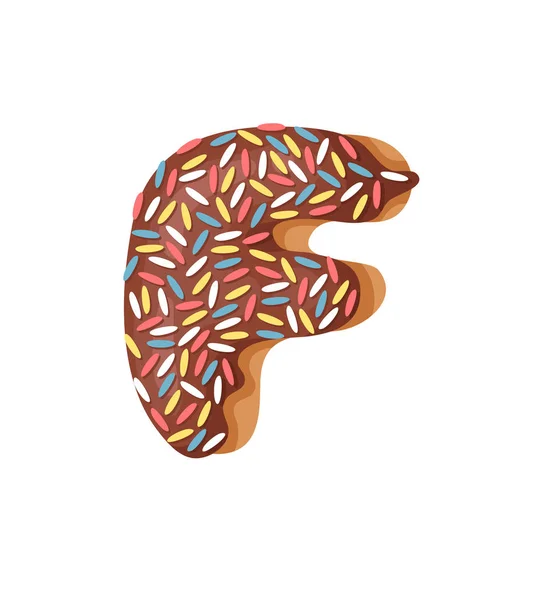 Cartoon Vectorillustratie Donut Letters Hand Getrokken Lettertype Met Zoete Broodje — Stockvector
