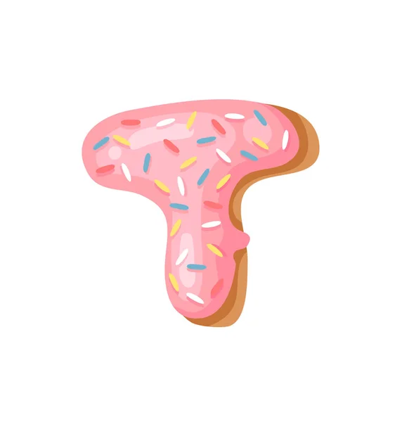 Cartoon Vector Illustration Donut Letters Fuente Dibujada Mano Con Bollo — Vector de stock