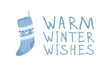 Beyaz arka plan üzerinde hediyeler için elle çizilmiş kümesi rahat Noel çorap. Mutlu tatil tebrik kartı. Komik karikatür çizim ve metin. Vektör sanat çizim