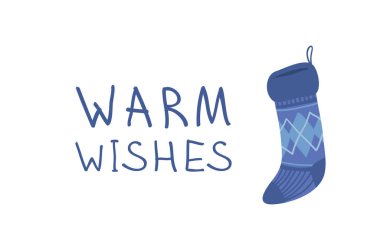 Beyaz arka plan üzerinde hediyeler için elle çizilmiş kümesi rahat Noel çorap. Mutlu tatil tebrik kartı. Komik karikatür çizim ve metin. Vektör sanat çizim