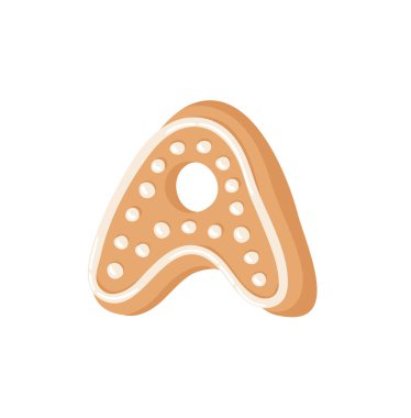 Çizgi film vektör çizim Zencefil Ekmek tanımlama bilgisi mektup A. el Noel tatlı çizilmiş. Gerçek yaratıcı tatil alfabe fırında