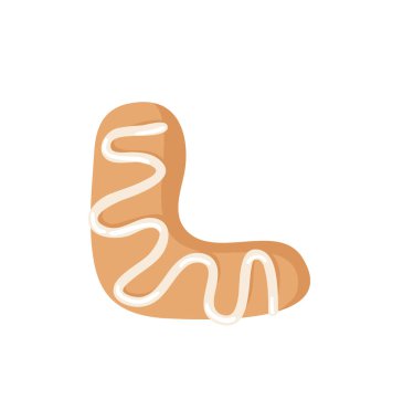 Çizgi film vektör çizim Zencefil Ekmek tanımlama bilgisi mektup L. el Noel tatlı çizilmiş. Gerçek yaratıcı tatil alfabe fırında