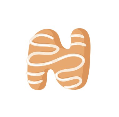 Çizgi film vektör çizim Zencefil Ekmek tanımlama bilgisi mektup i. el Noel tatlı çizilmiş. Gerçek yaratıcı tatil alfabe fırında