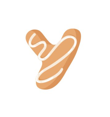 Çizgi film vektör çizim Zencefil Ekmek tanımlama bilgisi mektup Y. el Noel tatlı çizilmiş. Gerçek yaratıcı tatil alfabe fırında